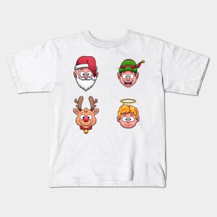 Cute Christmas Faces Kids T-Shirt